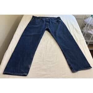 Levi's 501 Straight Button Fly Jeans Mens 42x30 Dark Wash Denim Western Work